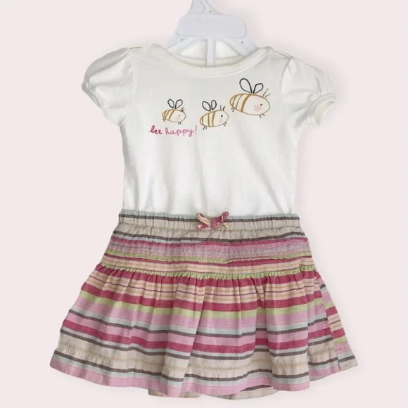 Baby Gap skirt outfit Bee Happy pastel linen stripes size 3-6 months - Picture 1 of 13